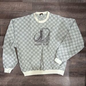 Cross Creek Shadow Valley Gray Checkered Crewneck Sweater Size M